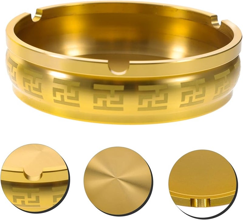 صينية سجائر معدنية مستديرة كلاسيكية بتصميم مدمج للمكتب وحواف ناعمة للمنزل والمكتب - Image 3